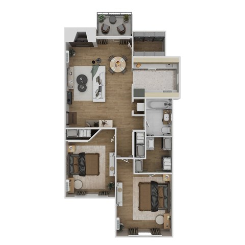 Floor plan for 2 beds, 1 bath, 900 sqft